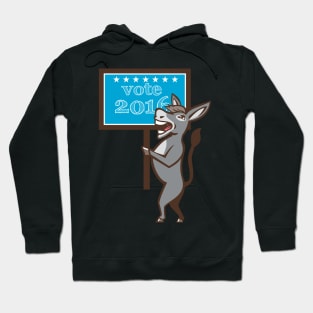 Vote 2016 Democrat Donkey Mascot Cartoon Hoodie